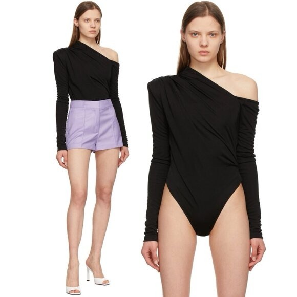 Gauge81 Sandovo One-Shoulder Draped Long Sleeve Bodysuit - Picture 1 of 14